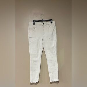 Loft Womens White Size 10 Frayed Mid Rise Skinny Jeans